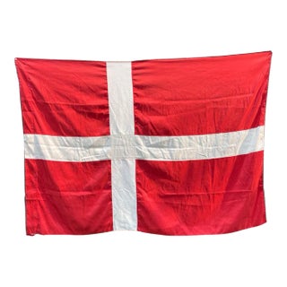 Vintage 1980s Flag of Denmark in Satin For Sale