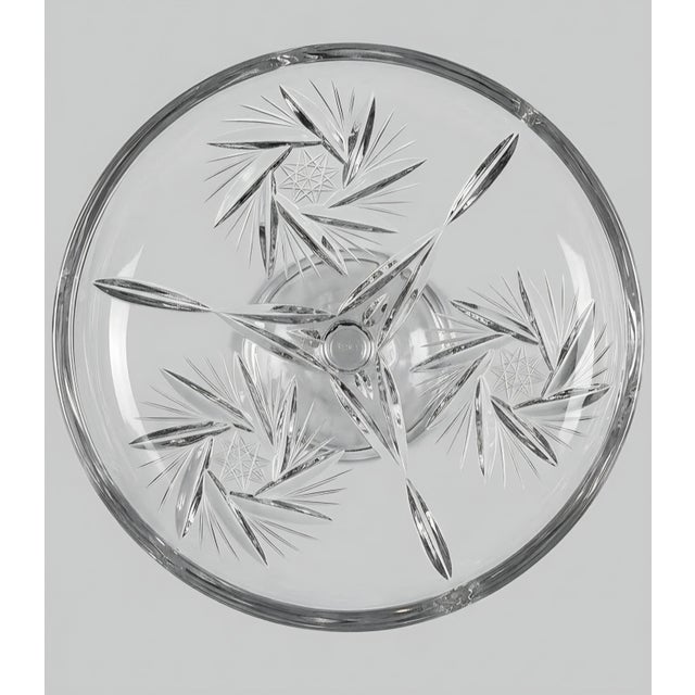 Crystal Vase Star Bursts with Swirl with Cut Glass Design - Vintage Wide Opening - heavy crystal vase Dimensions: Ht. 8"...