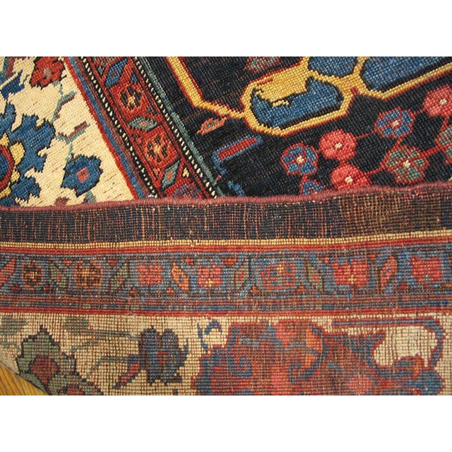 1880s Blue Navy Floral Antique W. Persian Bijar Garrus Rug 11'3" X 18'10" Handknotted Wool Carpet For Sale In New York - Image 6 of 6