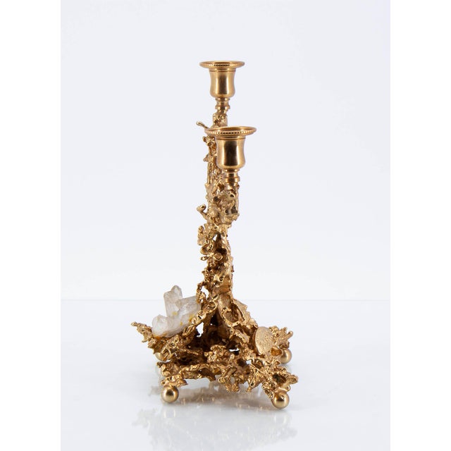Gilded Bronze Candelabra by Claude Victor Boeltz, 1970s For Sale - Image 4 of 12