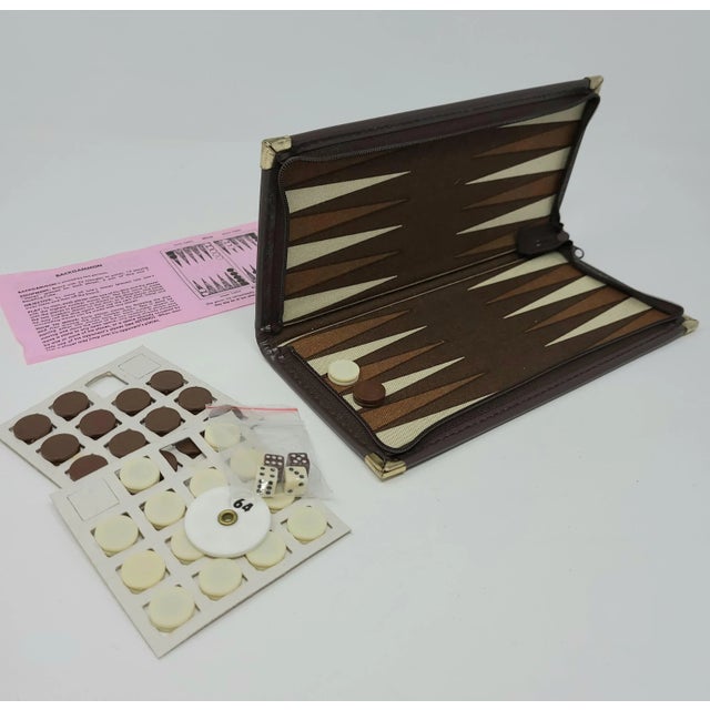 Mid-Century Modern Vintage Backgammon Nos in Original Box - Board Is Magnetic in Linen Zip Case For Sale - Image 3 of 13