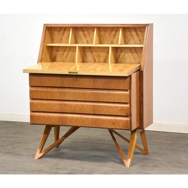 1960s Italian Modern Birch Secretary Desk For Sale - Image 4 of 8