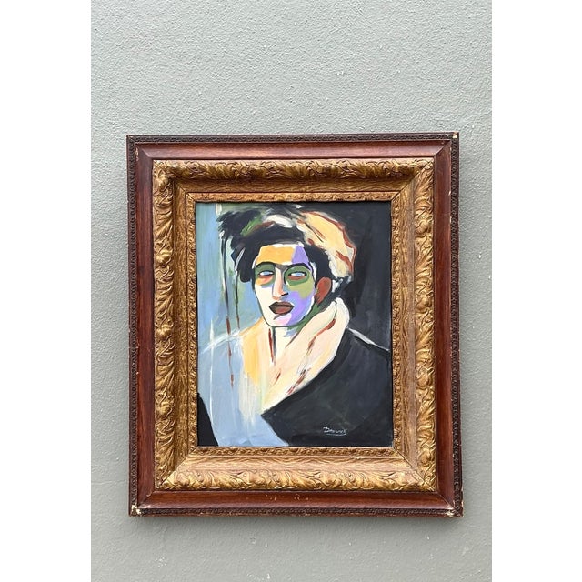 Figurative Vintage Expressionist Portrait Oil on Canvas For Sale - Image 3 of 12