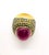 Bochic “Orient” Vintage Ruby & Yellow Sapphire Ring Set In 18K Gold & Silver For Sale - Image 9 of 14