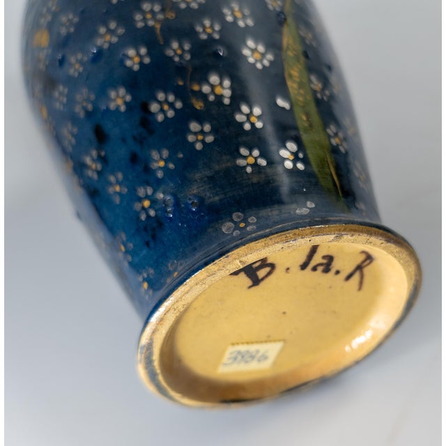 19th Century French Art Pottery Hand Painted Vase in Aesthetic Japonisme Style For Sale - Image 9 of 10