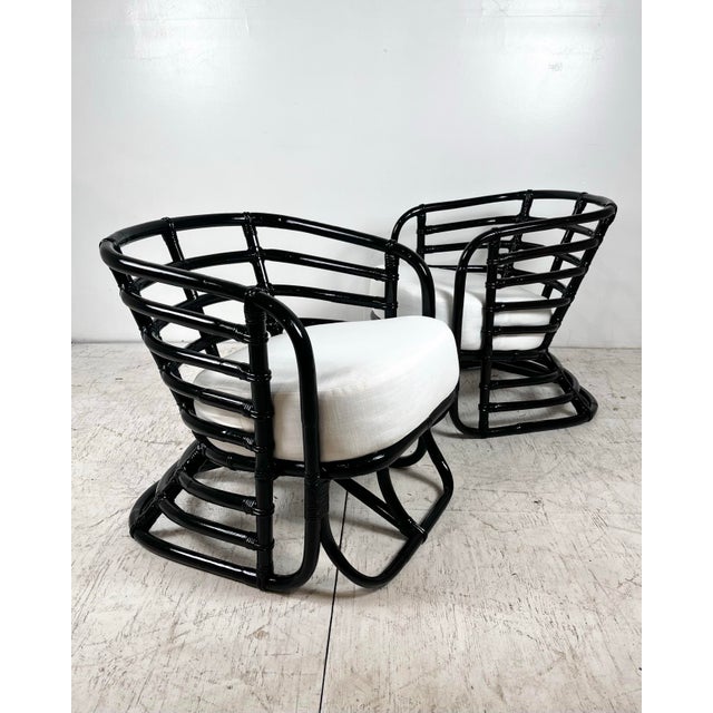 Mid Century Calif-Asia Ribcage Rattan Lounge Chairs- A Pair For Sale - Image 10 of 12
