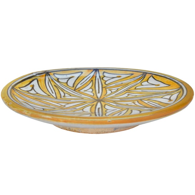 Orange Late 19th Century Hand-Crafted Moroccan Ceramic Decorative Wall Plate For Sale - Image 8 of 9