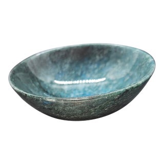 Vintage Green Moss Agate Bowl For Sale