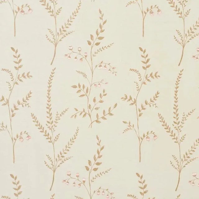 Sample - Schumacher Cynthia Embroidered Print Fabric in Natural For Sale