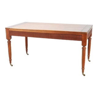 Late 20th Century Baker Milling Road Distressed Teak Writing Desk on Casters For Sale