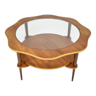 Organic Biomorphic Scalloped Teak and Glass Cocktail Table, Circa 1960 For Sale