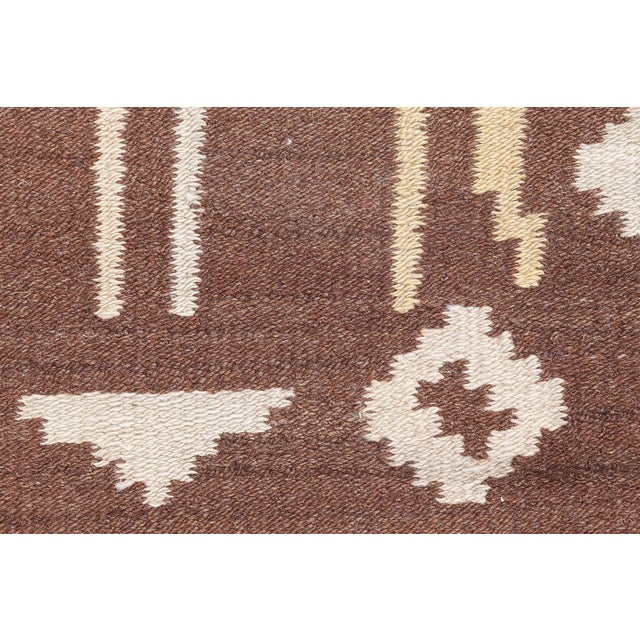 Mid 20th Century Doris Leslie Blau Mid-20th Century Finnish Brown, Beige Wool Rug For Sale - Image 5 of 10