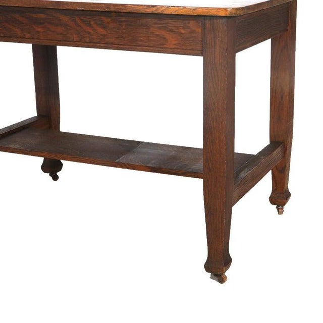 Mission Antique Roycroft Inspired Mission Oak Single Drawer Desk C1920 For Sale - Image 3 of 6