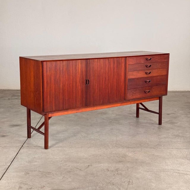 Danish Modern Tambour Credenza attributed to Peter Hvidt & Orla Mølgaard-Nielsen, 1960s For Sale - Image 3 of 18