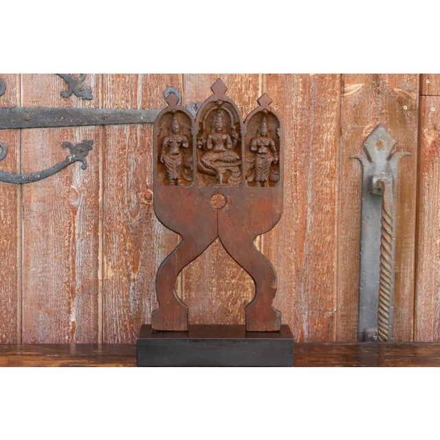 A superior 19th century temple carving found in Madurai in Southern India. This Kavati carving features carved legs and...