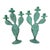 Turquoise Vintage 1990s Pair of (2) Turquoise Prickly Pear Cactus Candelabras Metal Candle Stick Holders For Sale - Image 8 of 17
