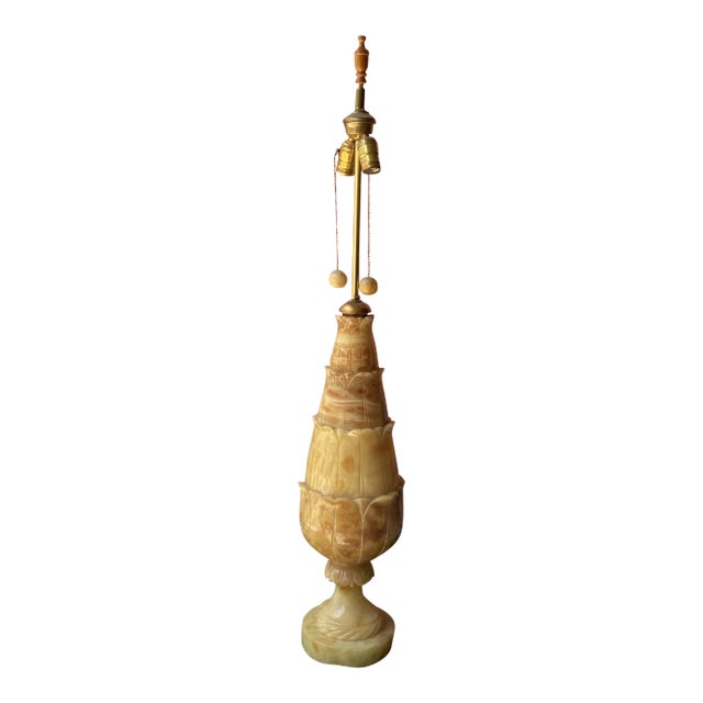 1970s Large Hand Carved Marble Lamp For Sale