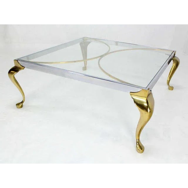 Metal Mid-Century Modern Chrome and Brass Square Coffee Table For Sale - Image 7 of 8