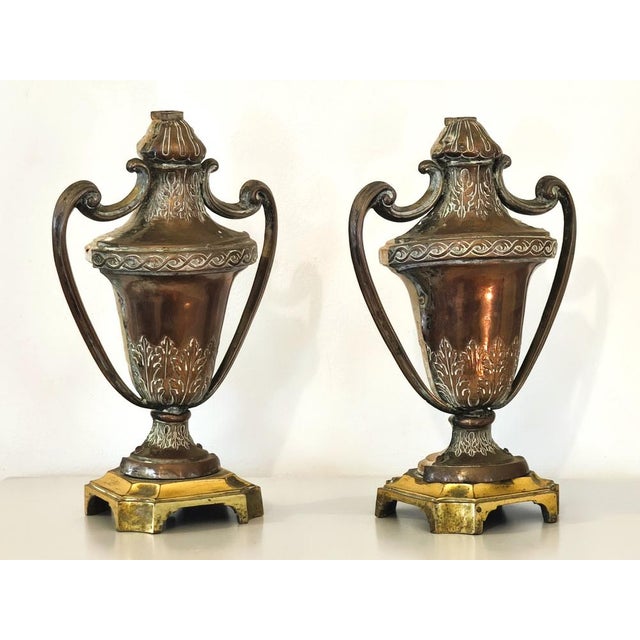 Antique Bronze and Brass Amphora-Shaped Palm Holders, 1890s, Set of 2 For Sale - Image 3 of 9