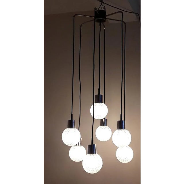 Vintage Cascade Lamp with Chrome-Plated Mounts and Spherical, 1970s For Sale - Image 6 of 8