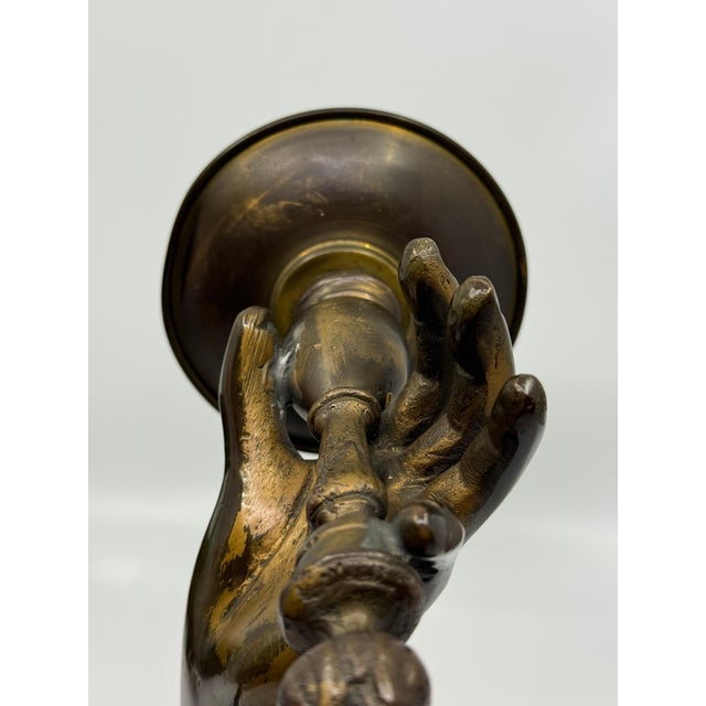 Gold 1930s French Art Deco Painted Brass Hand Sconce For Sale - Image 8 of 18