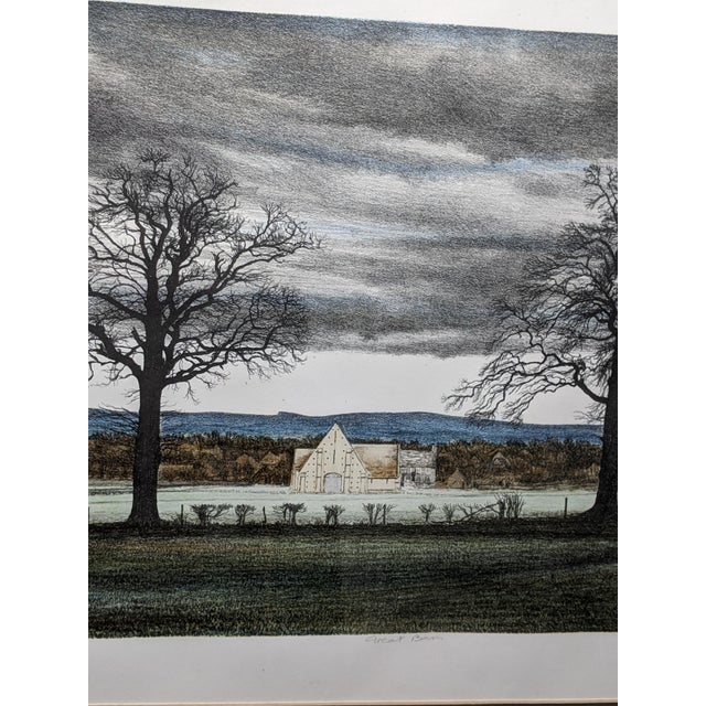 1980s 1980s George Guest "Great Barn" Signed Limited Edition Lithograph 52/200 Framed For Sale - Image 5 of 15