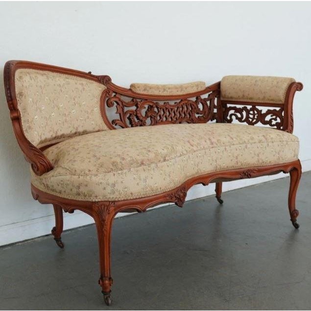 Antique Carved Walnut Victorian Conversation Settee For Sale - Image 10 of 16