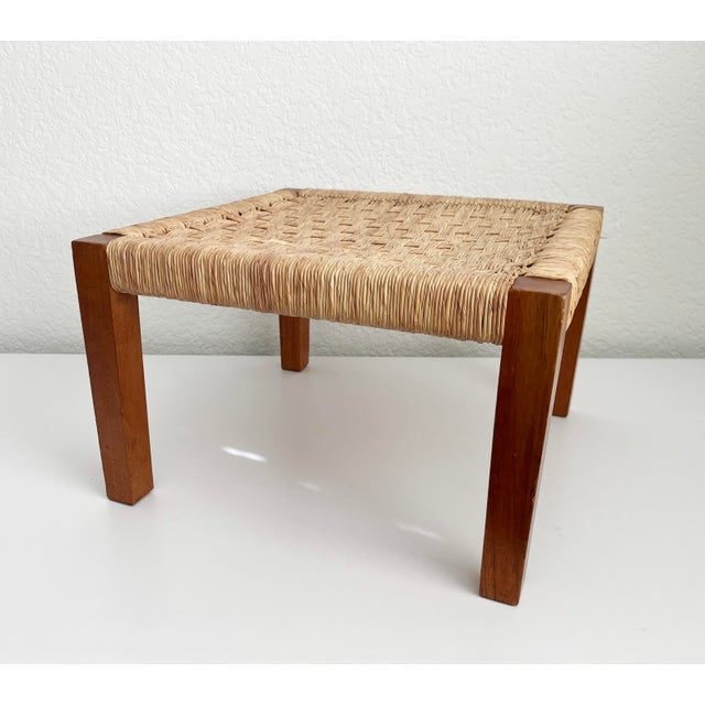 Axel Larsson 1950s Danish Style Woven Foot Stool or Accent Table For Sale - Image 4 of 10