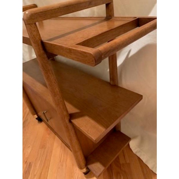 1950s 1950s Mid-Century Three-Tier Bar Cart With Storage Cabinet For Sale - Image 5 of 14
