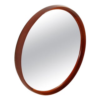 Round Mirror in Teak by Uno & Östen Kristiansson for Luxus, 1960s For Sale