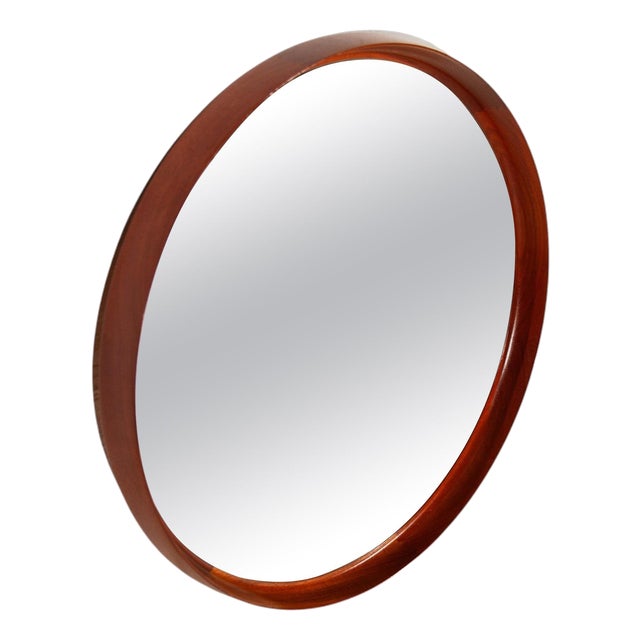 Round Mirror in Teak by Uno & Östen Kristiansson for Luxus, 1960s For Sale