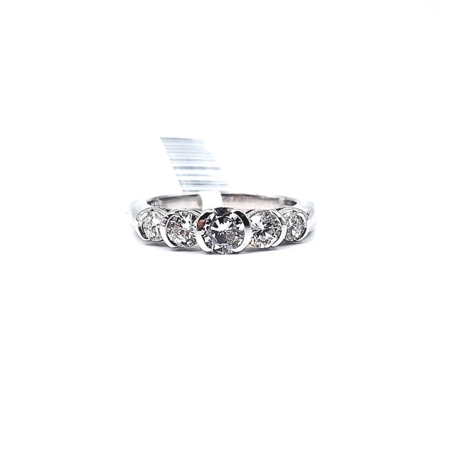 0.50 Ct Half Bezel-Set Diamond Ring Size 6 For Sale - Image 9 of 9