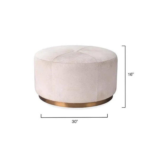 Hollywood Regency Jamie Young Thackeray Round Pouf in White, Large For Sale - Image 3 of 5
