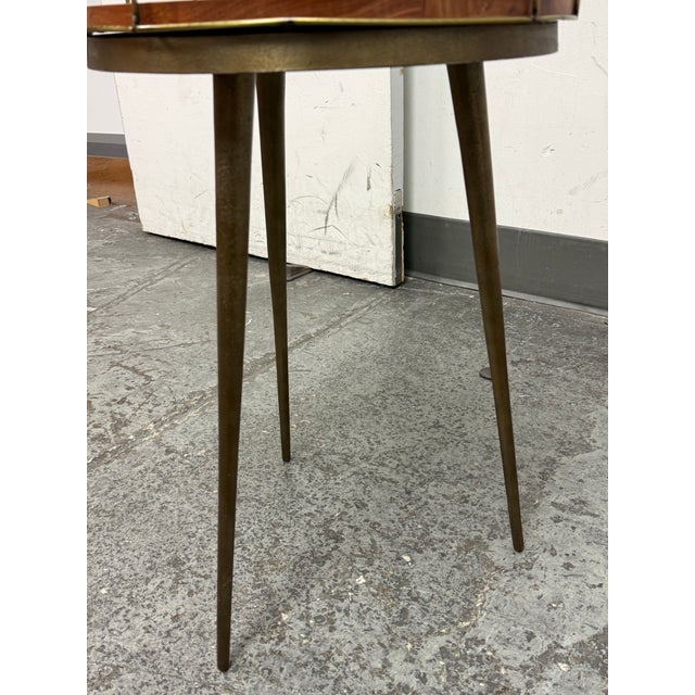 Metal West Elm Casted Tripod Round Side Table + Tray For Sale - Image 7 of 12