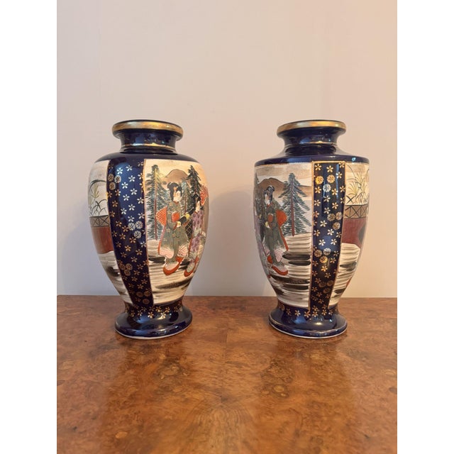 Large Antique Japanese Satsuma Vases, 1890, Set of 2 For Sale - Image 3 of 6