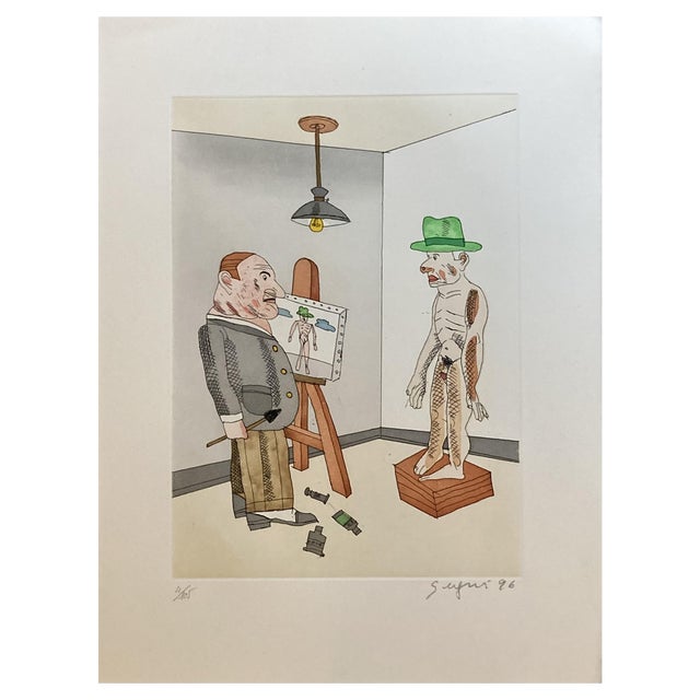 Antonio Segui, Juanito's Hat 4, 1996, Watercolor Engraving For Sale