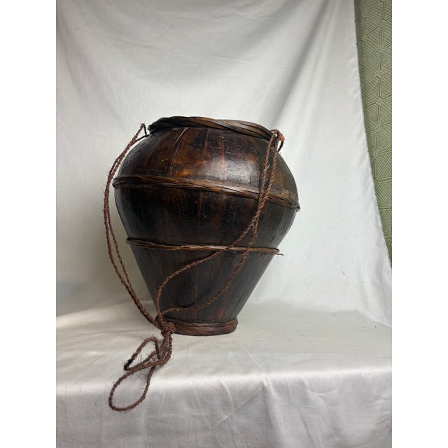 Large, gorgeous 19th century wooden wine jug with cord for hanging. This would bring some truly beautiful warmth and...