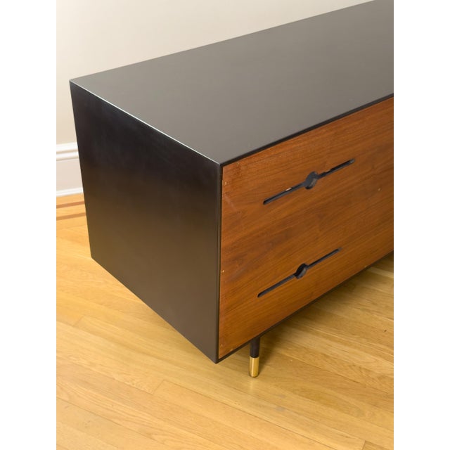 Wood BDDW Lake Credenza Walnut and Graphite Lacquer For Sale - Image 7 of 15
