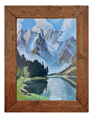 Mount Cristallo and Landro Lake, Oil Painting, 1950s