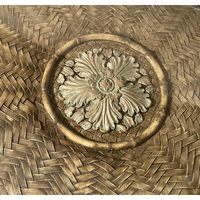 2010s Faux Bamboo Glass Top Side Table For Sale - Image 4 of 7