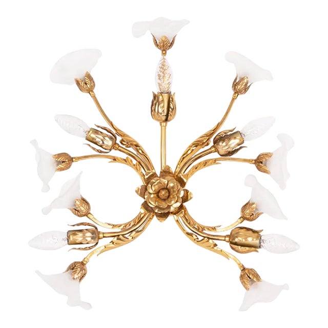 Gold Wall Sconce with Glass Flowers by Hans Kögl, 1960s For Sale - Image 8 of 9