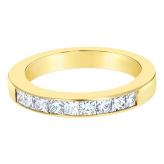 Half Carat Princess Cut Channel Set Diamond Wedding Band, Size 3 For Sale