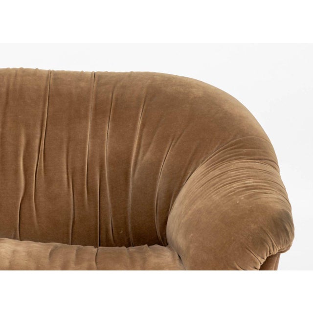 1970s Italian Velvet Upholstered 2-Seat Sofa, 1970s For Sale - Image 5 of 8