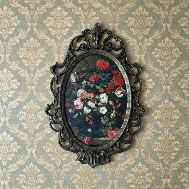 Made in Italy, bring Old World romance to your walls with this vintage Italian ornate oval wall plaque. This mid-century...