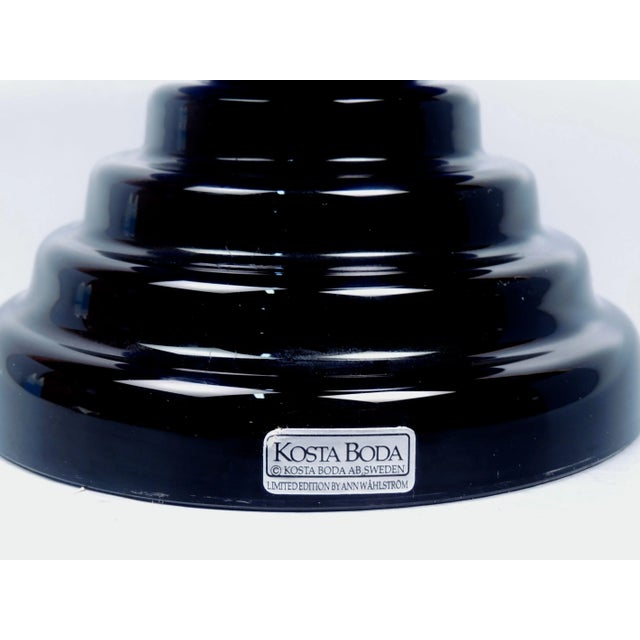 Blue Ann Wahlstrom Kosta Boda Limited Ed. Memphis Style Footed Art Glass Bowl For Sale - Image 8 of 13