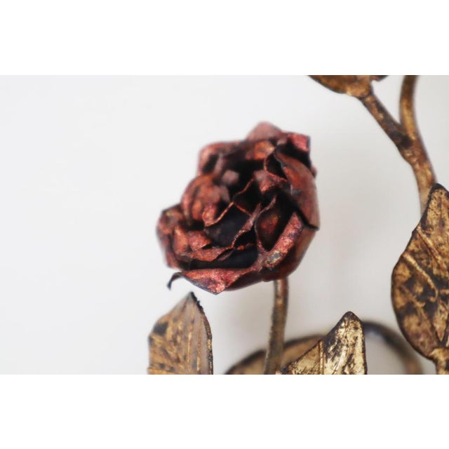 Hollywood Regency Hollywood Regency Italian Hand-Forged Rose Wall Lamps, 1950s, Set of 2 For Sale - Image 3 of 15