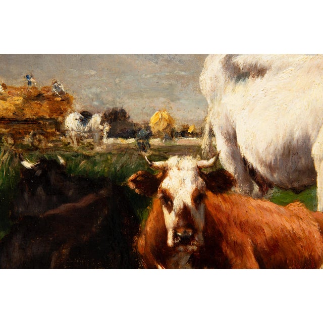 Green French Barbizon Antique Pastoral Landscape Painting by Marie Dieterle For Sale - Image 8 of 18