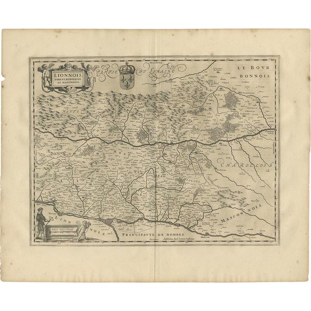 17th Century Antique Map of the Region of Lyonnais by Janssonius, 1657 For Sale - Image 5 of 5