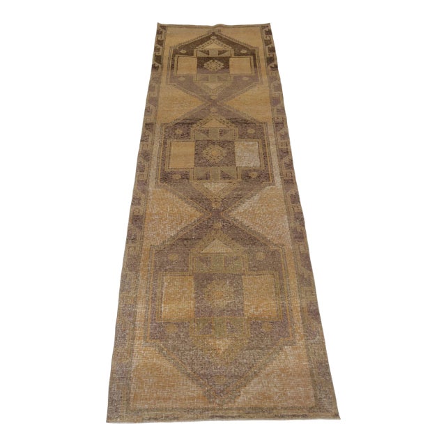 1940's Vintage Turkish Hand-Knotted Runner-3'7" X 12'5" For Sale