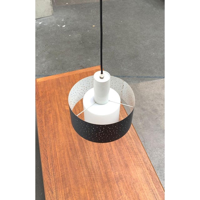Black Mid-Century German Perforated Metal Pendant by Ernest Igl for Hillebrand Leuchten, 1960s For Sale - Image 8 of 18